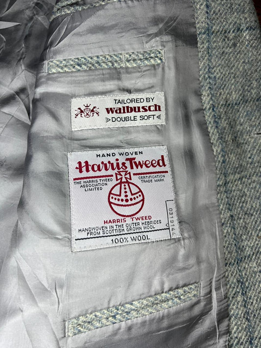 HARRIS TWEED Grey Wool Plaid Men's Blazer Size 28