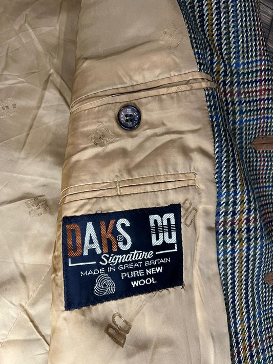 DAKS DD Signature Multi colour Check light Green Base Modern Tweed Jacket Size - EUR 52