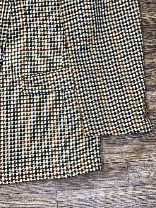 DAKS London Vintage Beige Check Wool BARTH Sport Coat Blazer Jacket Size - R42