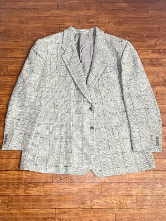HARRIS TWEED Grey Wool Plaid Men's Blazer Size 28