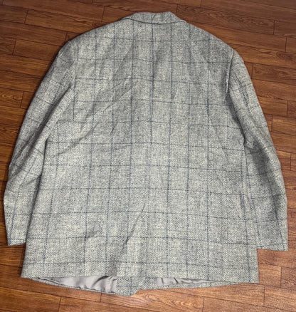 HARRIS TWEED Grey Wool Plaid Men's Blazer Size 28