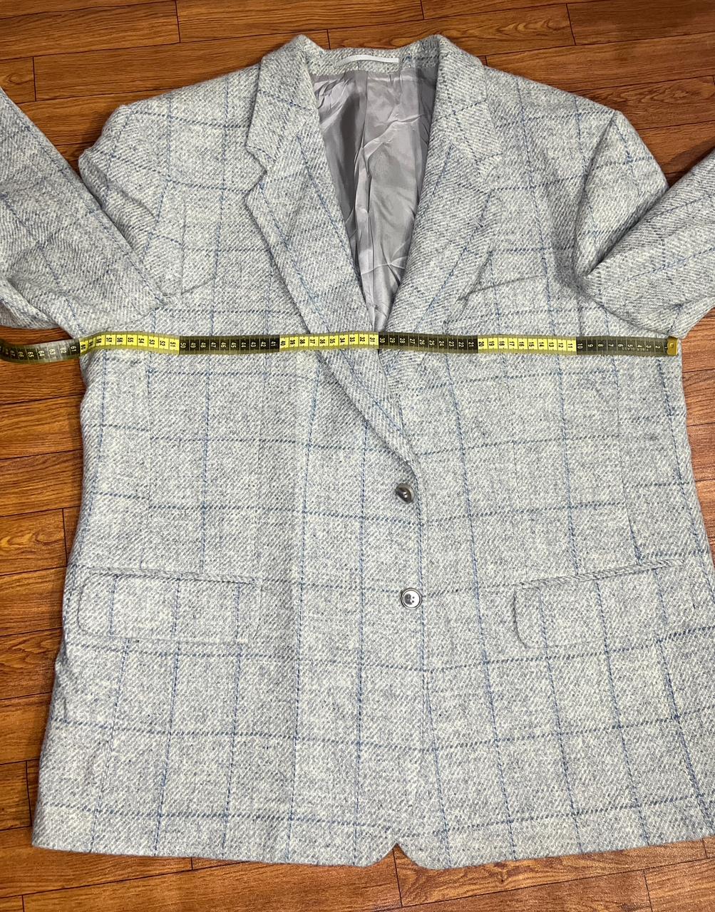 HARRIS TWEED Grey Wool Plaid Men's Blazer Size 28