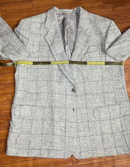 HARRIS TWEED Grey Wool Plaid Men's Blazer Size 28