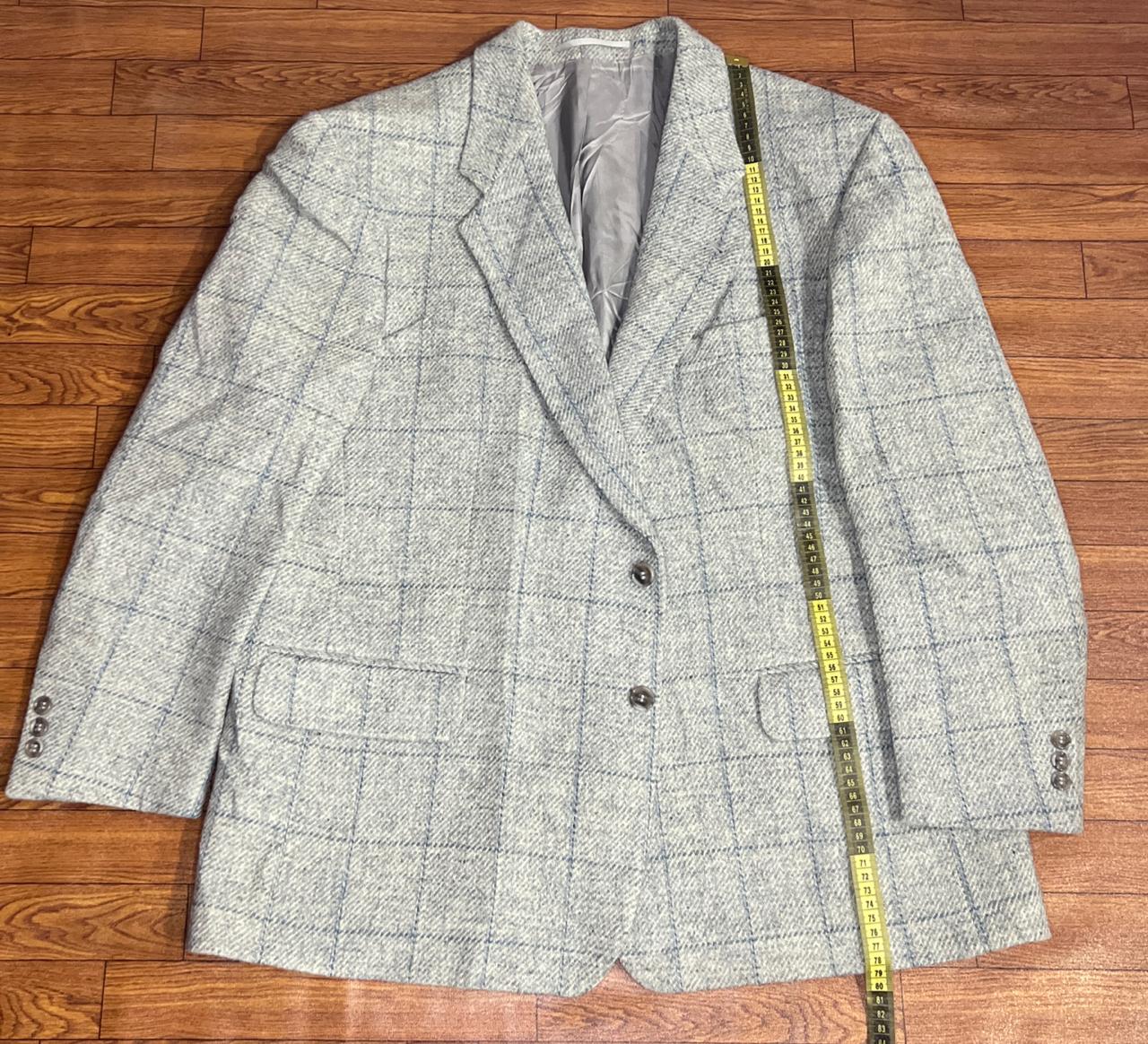 HARRIS TWEED Grey Wool Plaid Men's Blazer Size 28