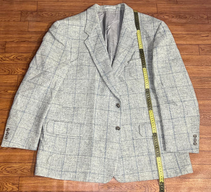 HARRIS TWEED Grey Wool Plaid Men's Blazer Size 28