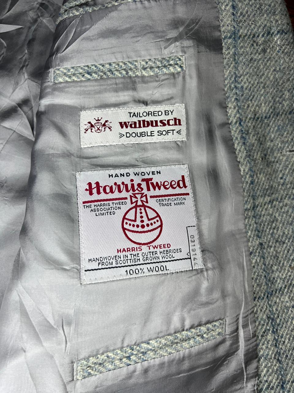 HARRIS TWEED Grey Wool Plaid Men's Blazer Size 28