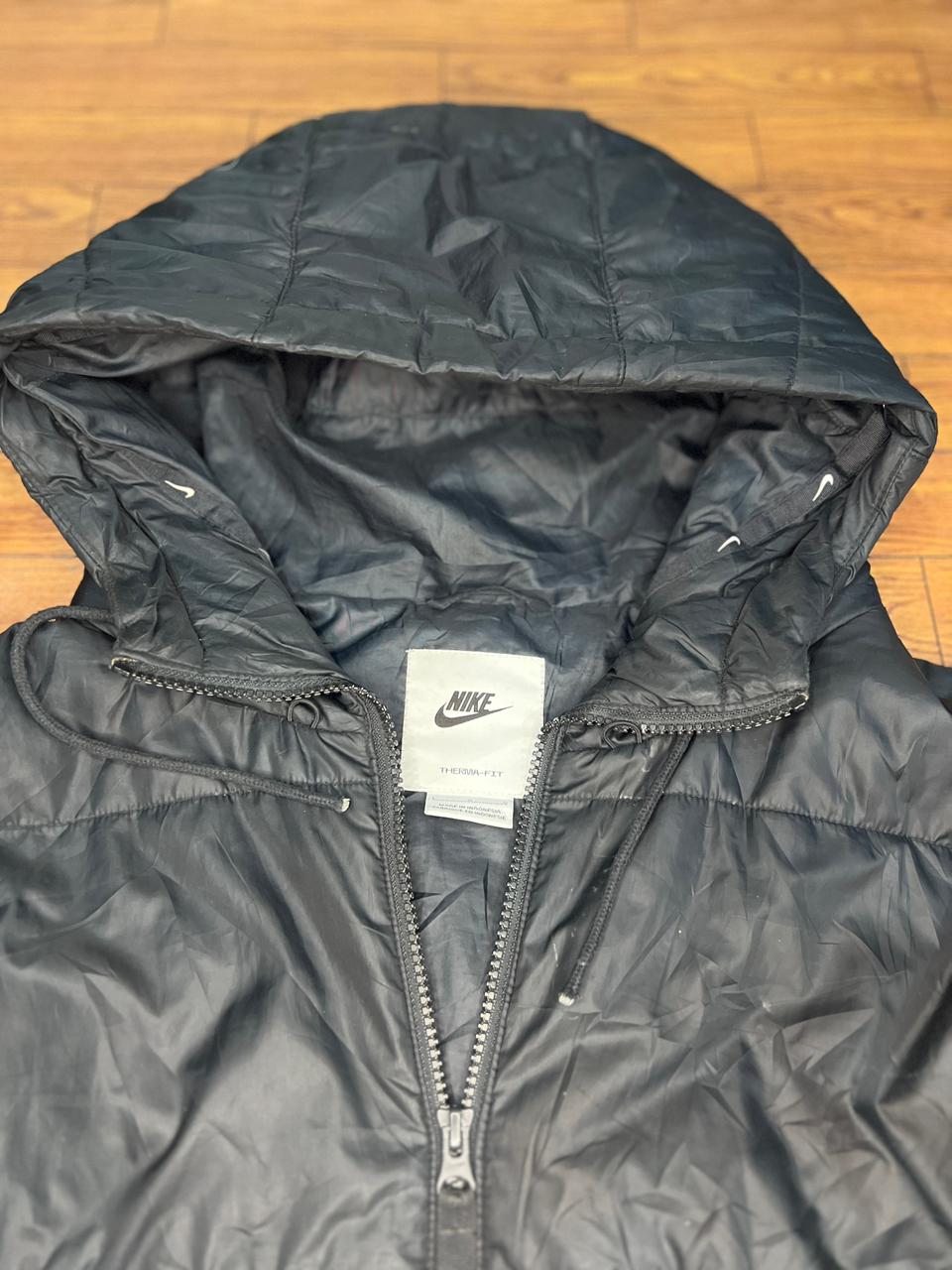 Nike Puffer Jacket Black Therma Fit Quilted Coat Hooded