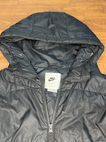 Nike Puffer Jacket Black Therma Fit Quilted Coat Hooded