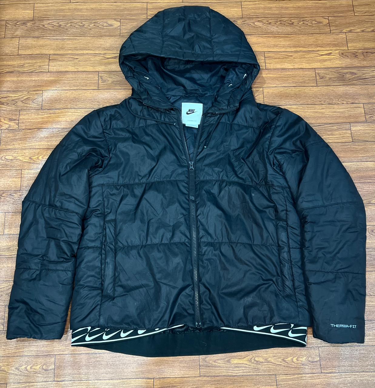 Nike Puffer Jacket Black Therma Fit Quilted Coat Hooded