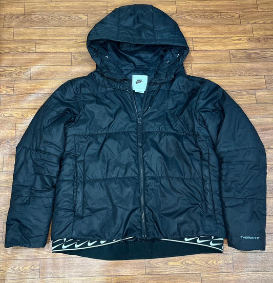 Nike Puffer Jacket Black Therma Fit Quilted Coat Hooded