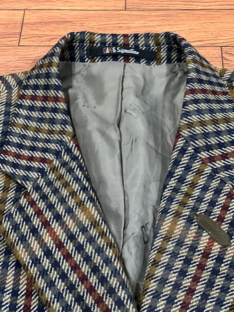 Daks DD Signature Wool Red Green Brown Tweed Check Plaid Blazer Jacket Size- EUR 25