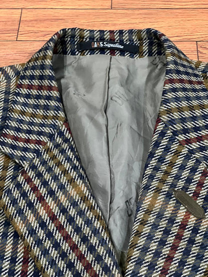 Daks DD Signature Wool Red Green Brown Tweed Check Plaid Blazer Jacket Size- EUR 25