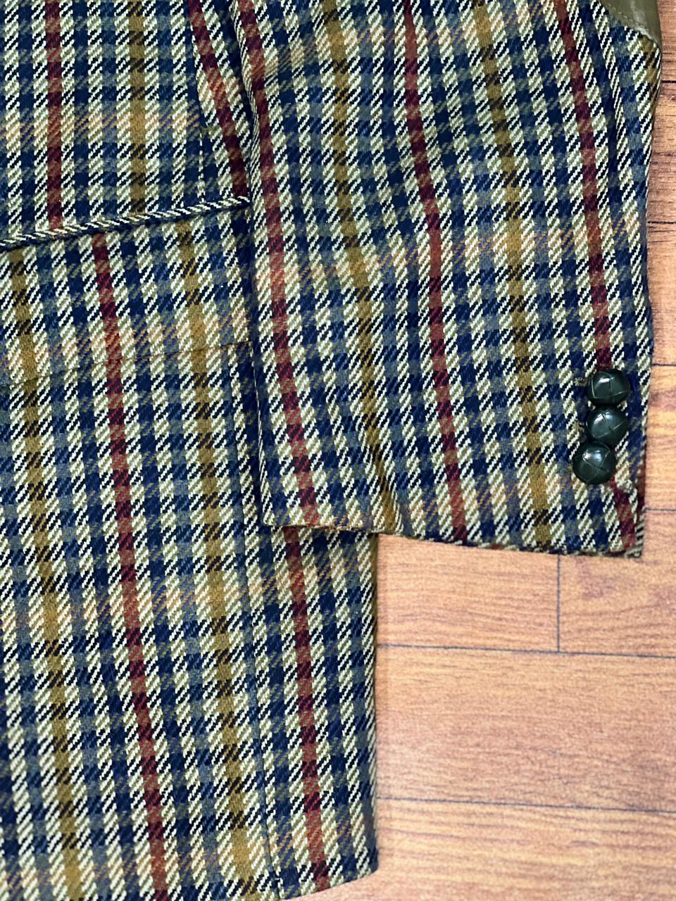 Daks DD Signature Wool Red Green Brown Tweed Check Plaid Blazer Jacket Size- EUR 25