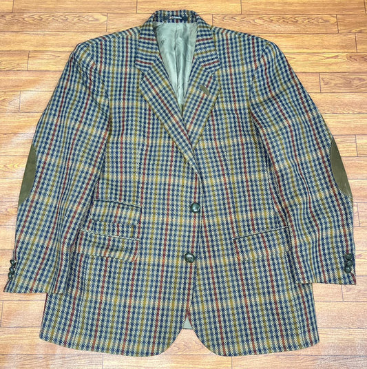 Daks DD Signature Wool Red Green Brown Tweed Check Plaid Blazer Jacket Size- EUR 25