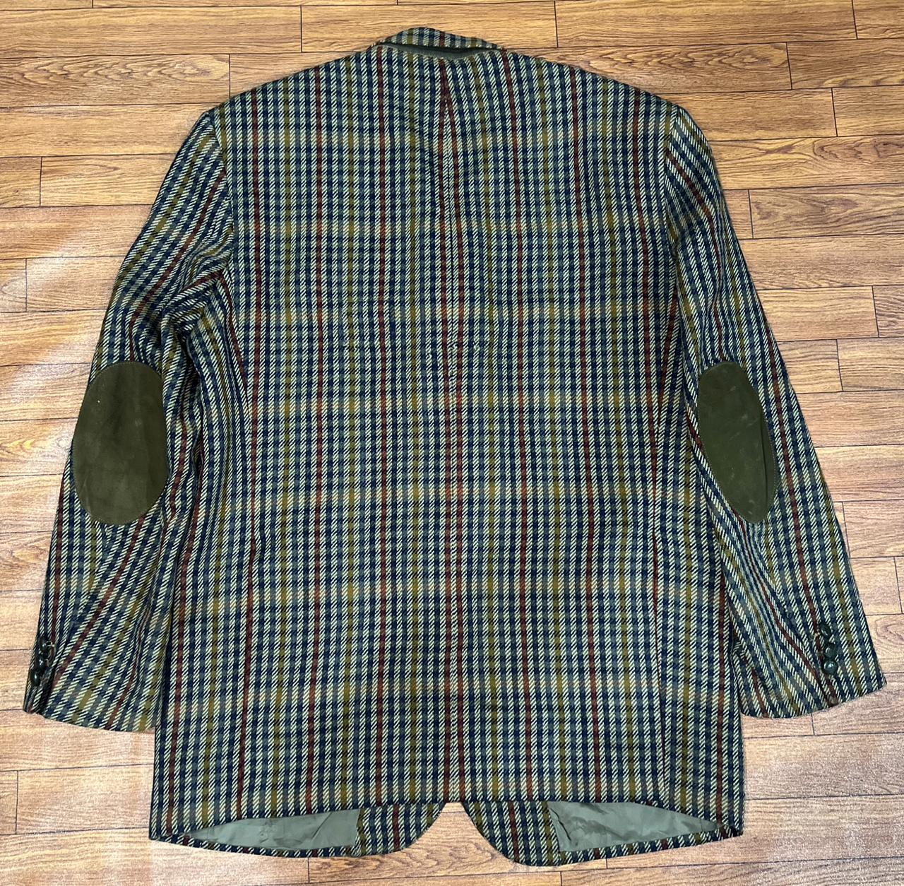 Daks DD Signature Wool Red Green Brown Tweed Check Plaid Blazer Jacket Size- EUR 25