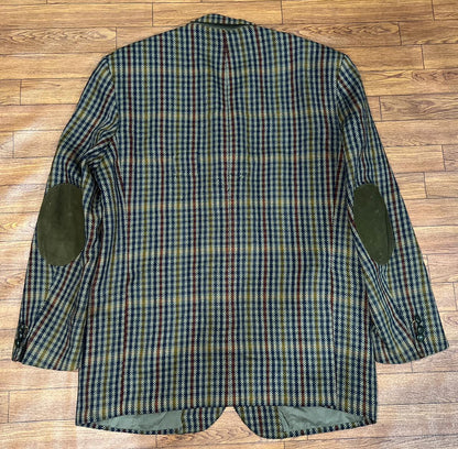Daks DD Signature Wool Red Green Brown Tweed Check Plaid Blazer Jacket Size- EUR 25