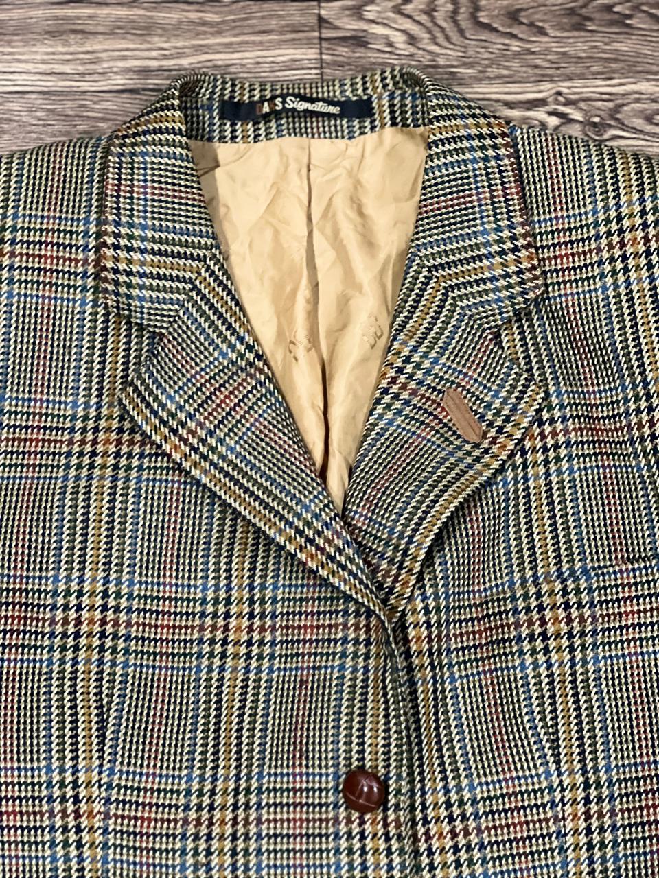 DAKS DD Signature Multi colour Check light Green Base Modern Tweed Jacket Size - EUR 52