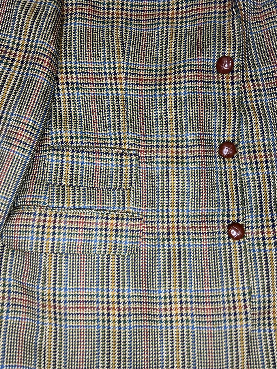 DAKS DD Signature Multi colour Check light Green Base Modern Tweed Jacket Size - EUR 52