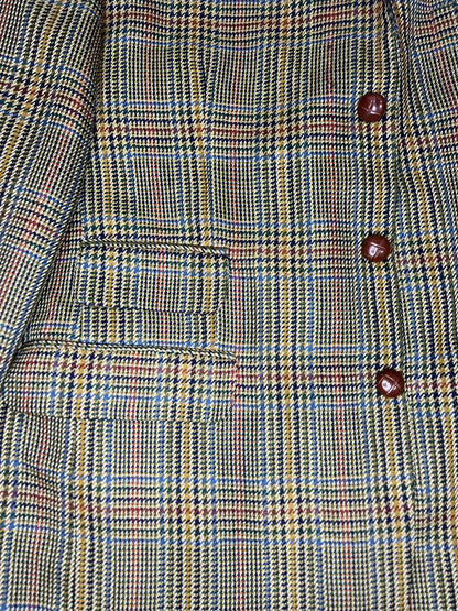 DAKS DD Signature Multi colour Check light Green Base Modern Tweed Jacket Size - EUR 52