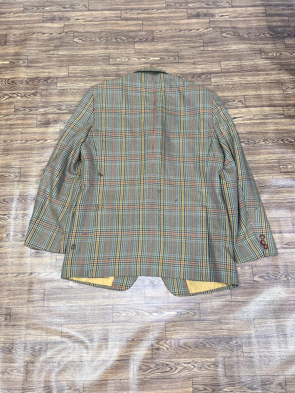 DAKS DD Signature Multi colour Check light Green Base Modern Tweed Jacket Size - EUR 52