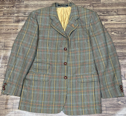 DAKS DD Signature Multi colour Check light Green Base Modern Tweed Jacket Size - EUR 52