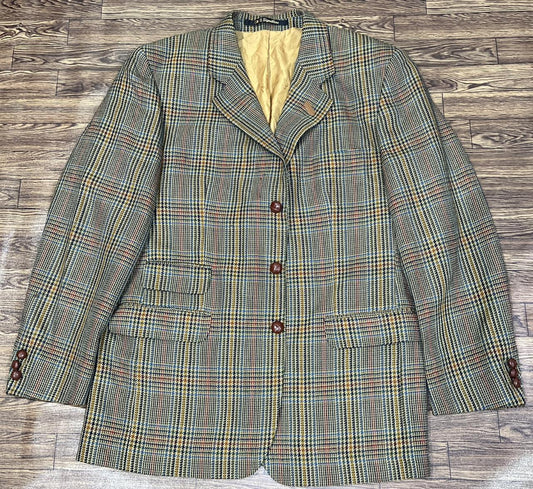 DAKS DD Signature Multi colour Check light Green Base Modern Tweed Jacket Size - EUR 52