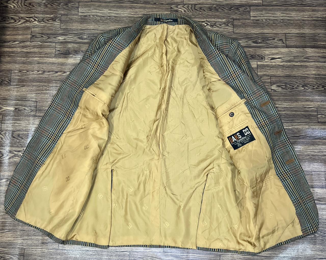 DAKS DD Signature Multi colour Check light Green Base Modern Tweed Jacket Size - EUR 52
