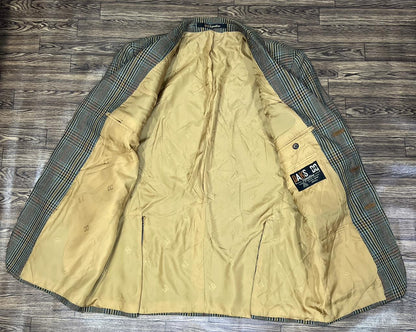 DAKS DD Signature Multi colour Check light Green Base Modern Tweed Jacket Size - EUR 52