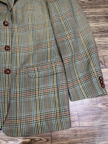DAKS DD Signature Multi colour Check light Green Base Modern Tweed Jacket Size - EUR 52