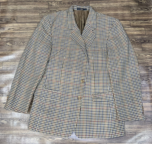 DAKS London Vintage Beige Check Wool BARTH Sport Coat Blazer Jacket Size - R42